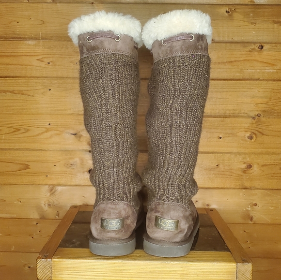 ❤️ UGG AUSTRALIA suede brown leather lace-up winter boots tie size 7 - Picture 3 of 7